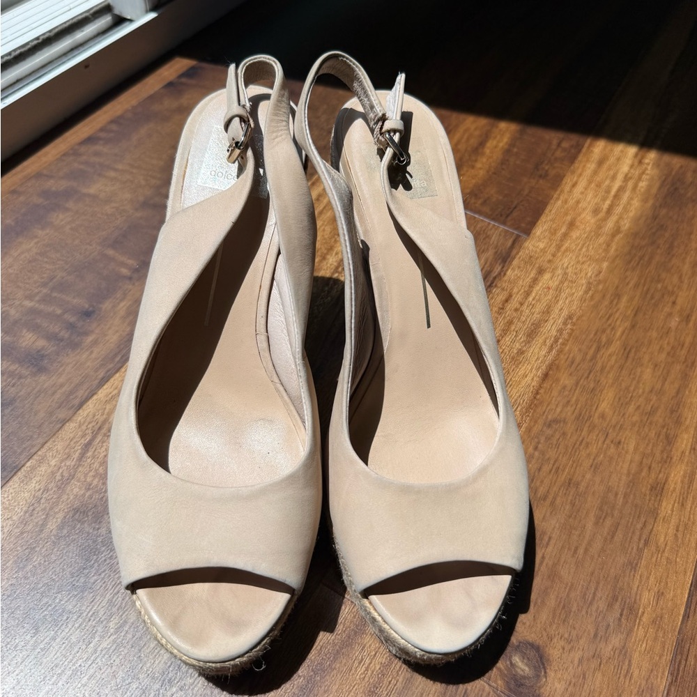 Dolce Vita Nude Leather Espadrille Wedge Slingback Sandals – Size 9
